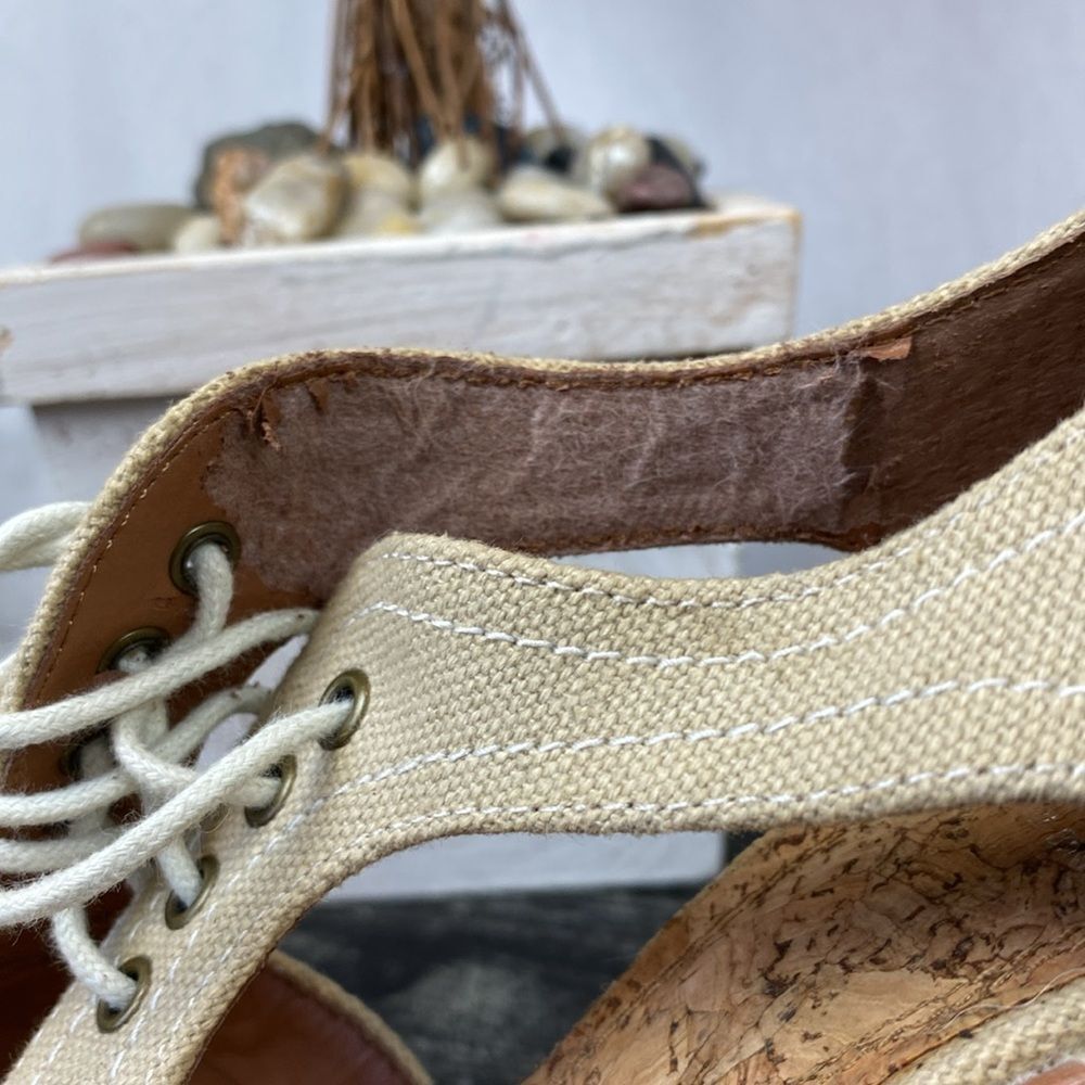 Gianni Bini Tan Wedge Cutout Lace Up High Heel Shoes 7 - Picture 7 of 8